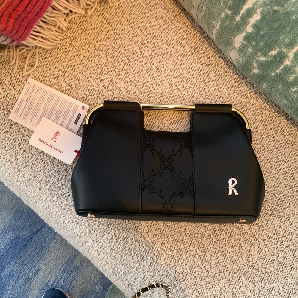 Black, Gold Framed Roberta di Camerino Handbag